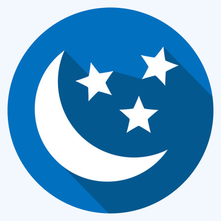 Icon Moon and Stars. related to Stars symbol. long shadow style. simple design editable. simple illustration. simple vector iconsのイラスト素材