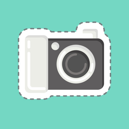 Sticker line cut Digital Camera. related to Photography symbol. simple design editable. simple illustrationのイラスト素材