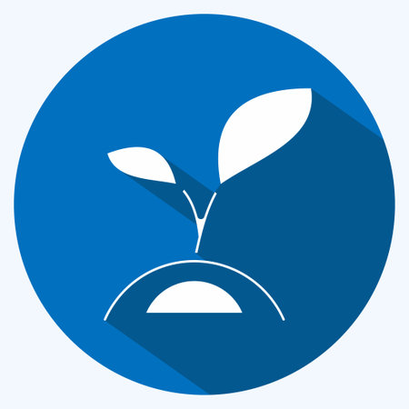 Icon Plant 3. related to Flora symbol. long shadow style. simple illustration. plant. Oak. leaf. roseのイラスト素材
