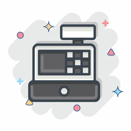 Icon Cash Register. related to Online Store symbol. Comic Style. simple illustration. shopのイラスト素材