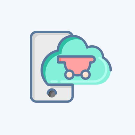 Icon Mobile Commerce. related to Online Store symbol. doodle style. simple illustration. shopのイラスト素材