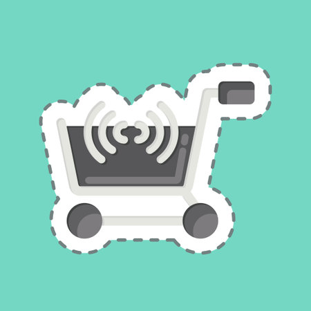 Sticker line cut Online Shopping. related to Online Store symbol. simple illustration. shopのイラスト素材