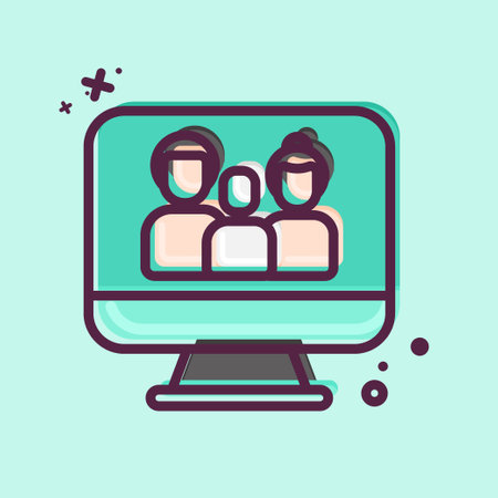 Icon Online Family. related to Family symbol. simple design editable. simple illustrationのイラスト素材