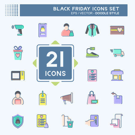 Icon Set Black Friday. related to Education symbol. shopping. simple illustrationのイラスト素材