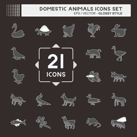 Icon Set Domestic Animals. related to Education symbol. simple design editable. simple illustrationのイラスト素材