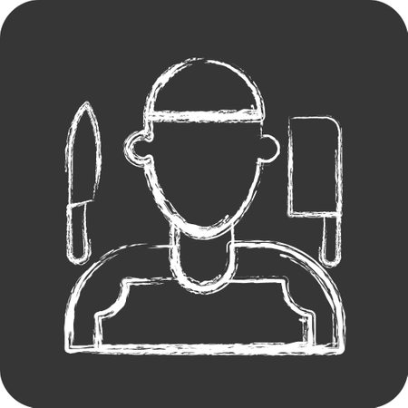 Icon Butcher. related to Eid Al Adha symbol. Chalk Style. simple design editable. simple illustrationのイラスト素材