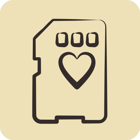 Icon Memory Card. related to Photography symbol. hand drawn style. simple design editable. simple illustrationのイラスト素材