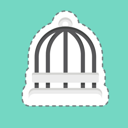 Sticker line cut Bird Cage. related to Decoration symbol. simple design editable. simple illustrationのイラスト素材