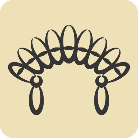 Icon Headdress 2. related to American Indigenous symbol. hand drawn style. simple design editableのイラスト素材