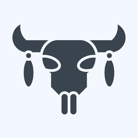 Icon Skull 2. related to American Indigenous symbol. glyph style. simple design editableのイラスト素材
