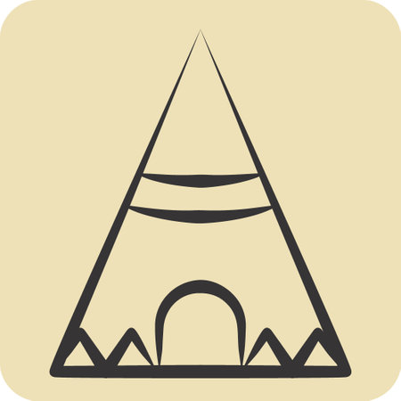 Icon Teepee. related to American Indigenous symbol. hand drawn style. simple design editableのイラスト素材