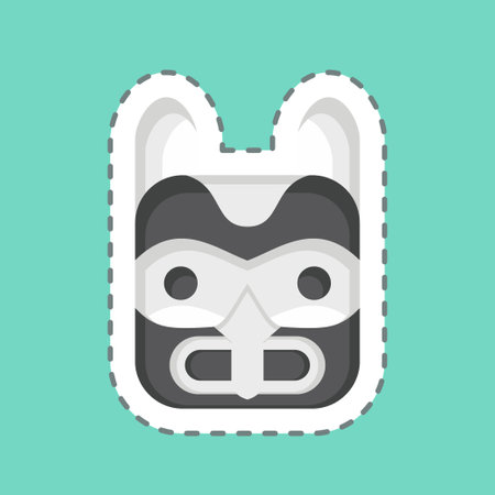 Sticker line cut Mask 2. related to American Indigenous symbol. simple design editableのイラスト素材