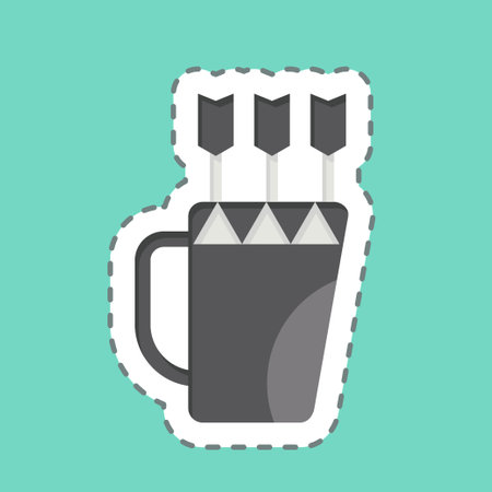 Sticker line cut Quiver. related to American Indigenous symbol. simple design editableのイラスト素材