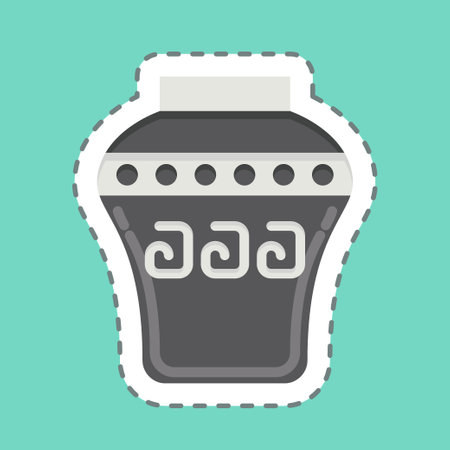 Sticker line cut Vase. related to American Indigenous symbol. simple design editableのイラスト素材