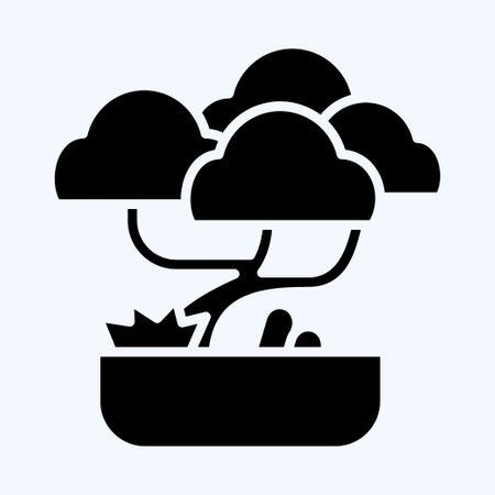 Icon Bonsai. related to Chinese New Year symbol. glyph style. simple design editableのイラスト素材