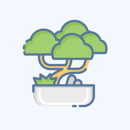 Icon Bonsai. related to Chinese New Year symbol. doodle style. simple design editableのイラスト素材