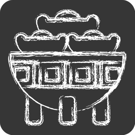 Icon Bowl. related to Chinese New Year symbol. chalk Style. simple design editableのイラスト素材