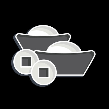 Icon Ingot. related to Chinese New Year symbol. glossy style. simple design editableのイラスト素材