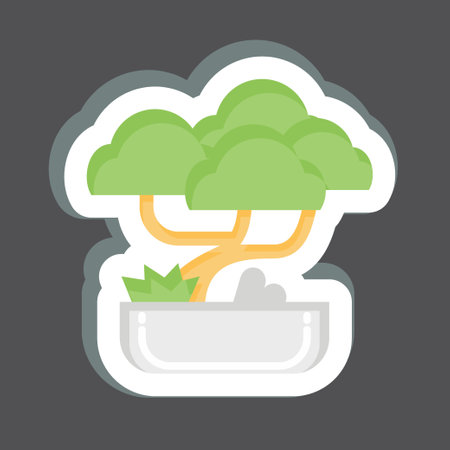 Sticker Bonsai. related to Chinese New Year symbol. simple design editableのイラスト素材