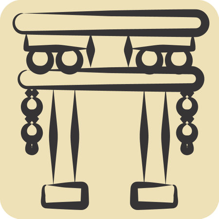 Icon Torii Gate. related to Chinese New Year symbol. hand drawn style. simple design editableのイラスト素材