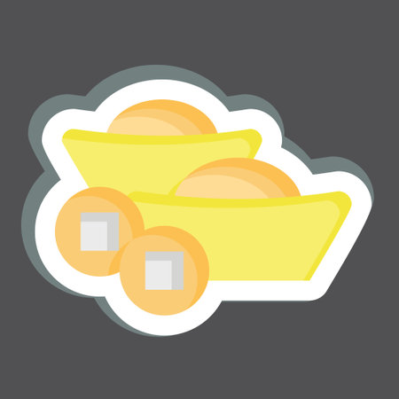 Icon Ingot. related to Chinese New Year symbol. MBE style. simple design editableのイラスト素材