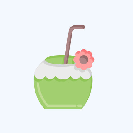 Icon Coconut. related to Hawaii symbol. flat style. simple design editable. vectorのイラスト素材