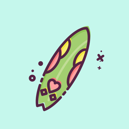Icon Surf Board. related to Hawaii symbol. MBE style. simple design editable. vectorのイラスト素材