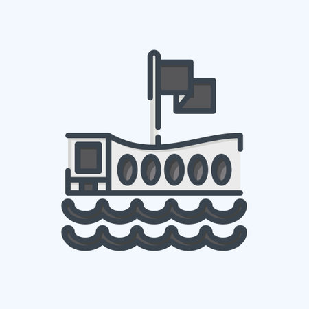 Icon USS Arizona Memorial. related to Hawaii symbol. doodle style. simple design editable. vectorのイラスト素材