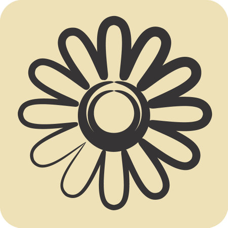 Icon Gloden Marguerite. related to Flowers symbol. hand drawn style. simple design editable. simple illustrationのイラスト素材