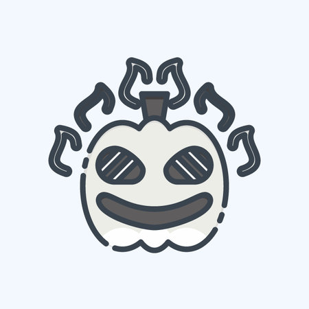 Icon Pumpkin. related to Halloween symbol. doodle style. simple design editable. simple illustrationのイラスト素材