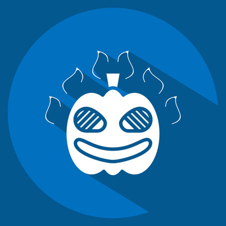 Icon Pumpkin. related to Halloween symbol. long shadow style. simple design editable. simple illustrationのイラスト素材