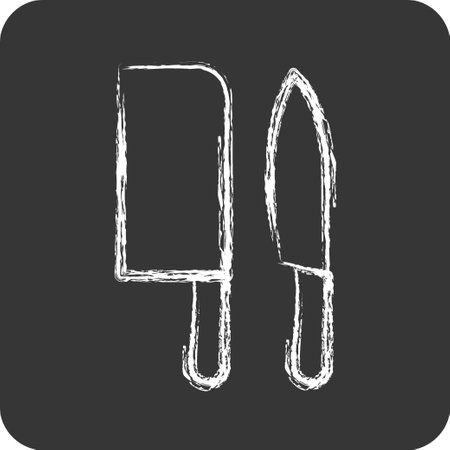 Icon Knives. related to Eid Al Adha symbol. Chalk Style. simple design editable. simple illustrationのイラスト素材