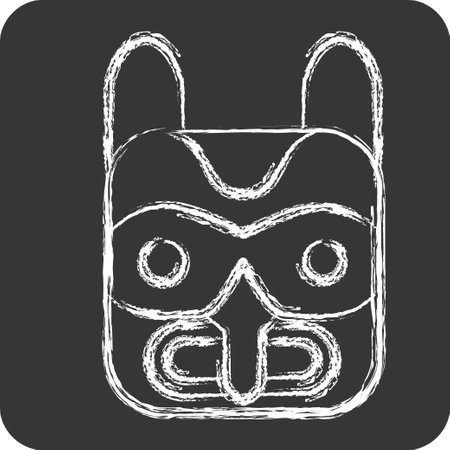 Icon Mask 2. related to American Indigenous symbol. chalk Style. simple design editableのイラスト素材