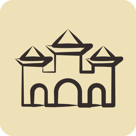 Icon Castle. suitable for Halloween symbol. hand drawn style. simple design editable. design templateのイラスト素材