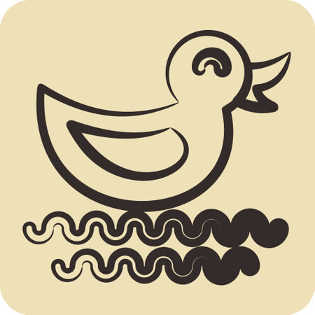Icon Duck. suitable for City Park symbol. hand drawn style. simple design editable. design templateのイラスト素材