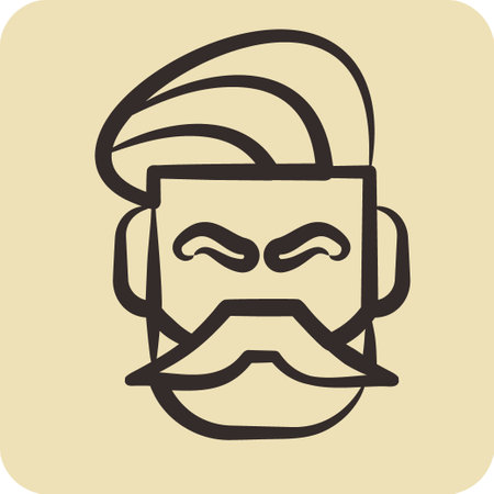Icon Mustache And Beard. suitable for Barbershop symbol. hand drawn style. simple design editable. design template vector. simple illustrationのイラスト素材