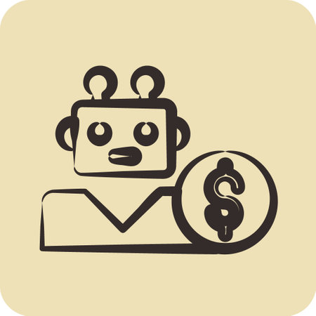 Icon Robo Advisor. suitable for education symbol. hand drawn style. simple design editableのイラスト素材