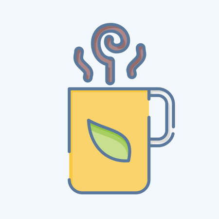 Icon Hot Tea. related to Tea symbol. doodle style. simple design editable. simple illustration. green teaのイラスト素材
