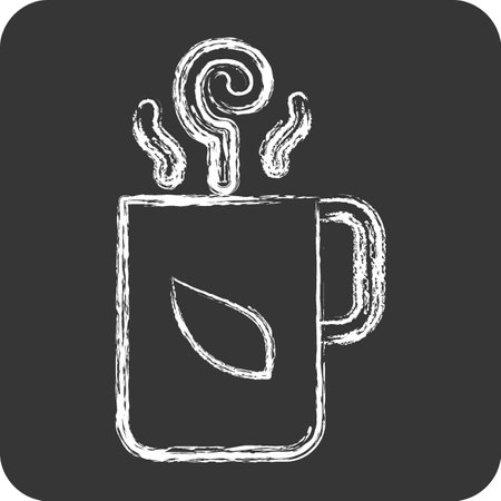 Icon Hot Tea. related to Tea symbol. chalk Style. simple design editable. simple illustration. green teaのイラスト素材