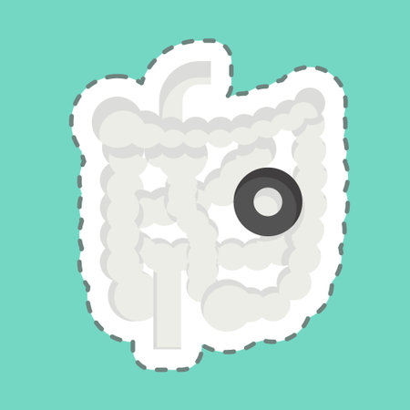 Sticker line cut Bowels. related to Body Ache symbol. simple design editable. simple illustrationのイラスト素材