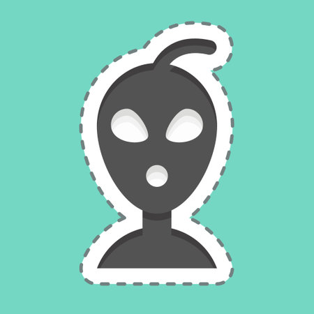 Sticker line cut Allien. related to Space symbol. simple design editable. simple illustration