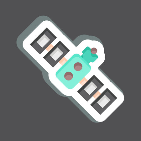 Sticker Satelite. related to Space symbol. simple design editable. simple illustrationのイラスト素材