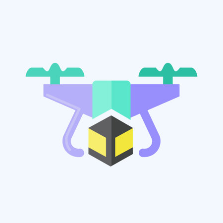 Icon Delivery Drone. related to Drone symbol. flat style. simple design editable. simple illustrationのイラスト素材