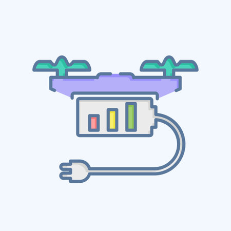 Icon Drone Charging. related to Drone symbol. doodle style. simple design editable. simple illustrationのイラスト素材