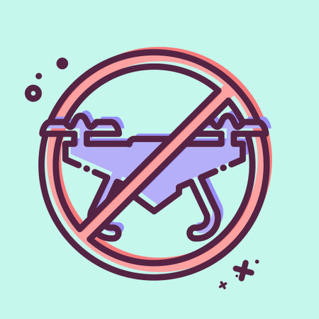 Icon No Drone Zone. related to Drone symbol. MBE style. simple design editable. simple illustrationのイラスト素材