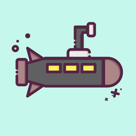 Icon Submarine. related to Military symbol. MBE style. simple design editable. simple illustrationのイラスト素材