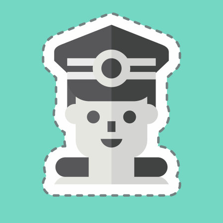 Sticker line cut Commandant. related to Military symbol. simple design editable. simple illustrationのイラスト素材