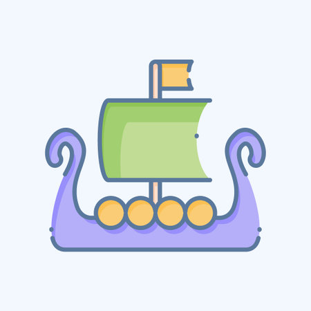 Icon Boat. related to Celtic symbol. doodle style. simple design editable. simple illustrationのイラスト素材