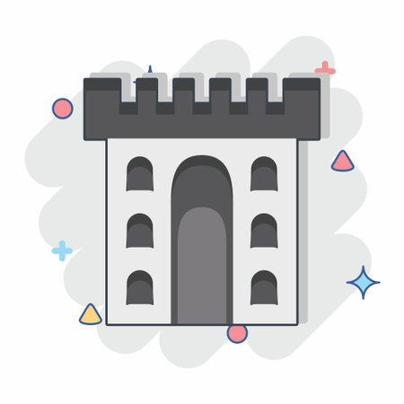 Icon Castle. related to Celtic symbol. comic style. simple design editable. simple illustrationのイラスト素材