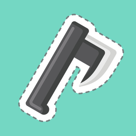 Sticker line cut Axe. related to Celtic symbol. simple design editable. simple illustrationのイラスト素材